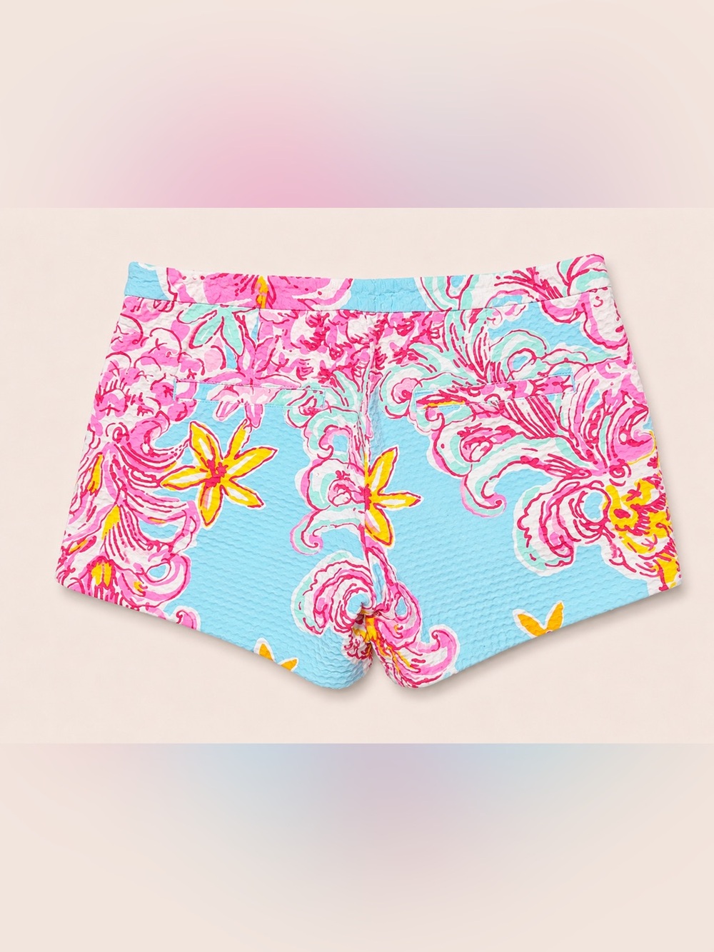 Lilly Pulitzer Blue Floral Print Women's Shorts - Picture 2 of 3